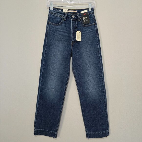 NWT Levi's Ribcage Straight Ankle Jeans Size 25 Medium Wash 90s Premium - Picture 1 of 8